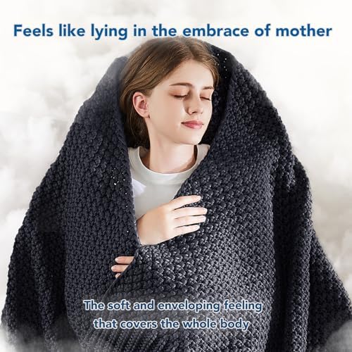 Topcee Knitted Weighted Blanket - 48"x72" 12lbs Cooling Chunky Knit Heavy Blanket for Adults Cable Yarn Knit Decorative No Beads Soft, Cozy and Cooling Weighted Throw Blankets Machine Washable - Image 4