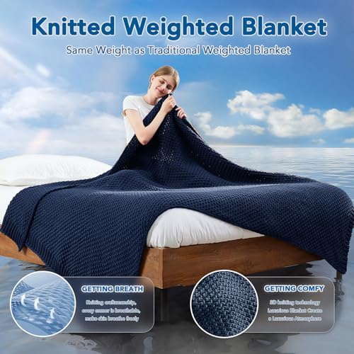 Topcee Knitted Weighted Blanket - 50"x60" 5lbs Cooling Chunky Knit Heavy Blanket for Adults Cable Yarn Knit Decorative No Beads Soft, Cozy and Cooling Weighted Throw Blankets Machine Washable - Image 2