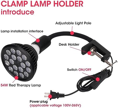 Red Light Therapy Lamp-54W 18 LED Infrared Light Therapy Device with Adjustable Lamp Holder, 660nm Red and 850nm Near Infrared for Face Body (Red2) - Image 4
