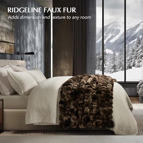 EverGrace Faux Rabbit Fur Bubble Throw Blanket, 50"x60", Mocha Brown - Image 2