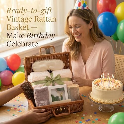 14-Piece Vintage Birthday Gift for Women, Relaxing Spa Care Package with Blanket, Self-Care Gift Basket for Women, Wife, Sister, Best Friend - Image 2