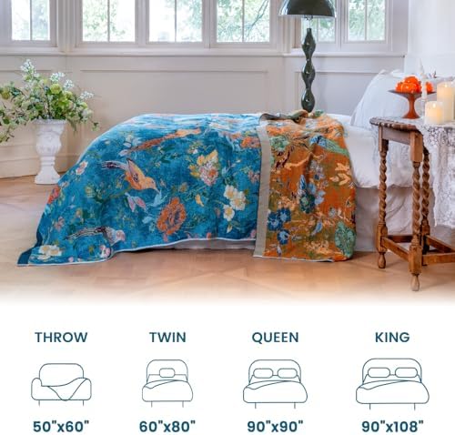 MSGKV Boho Throw Blanket 60"x80" 100% Cotton Bird Throw for Bed Couch - Image 5