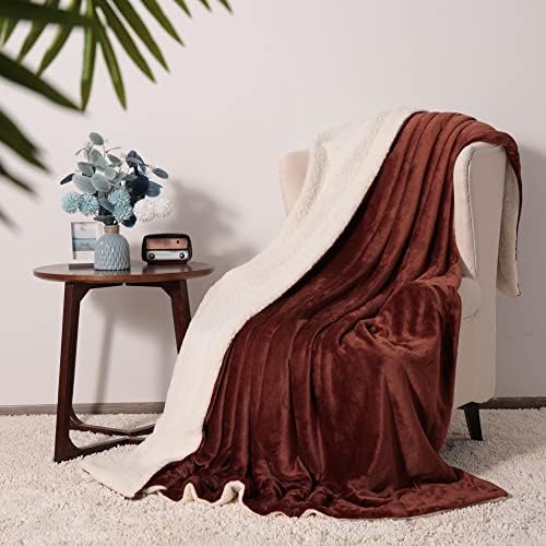 NANPIPER King Size Sherpa Blanket, Soft Fleece Throw for Bed, Reversible Thick Fuzzy Blanket for Winter (Brown, 90x108 inches) - Image 2