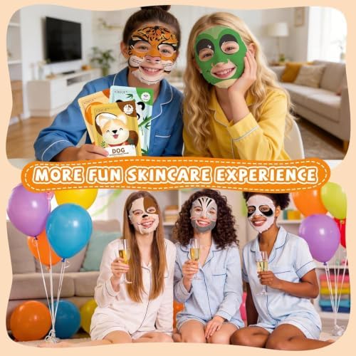 KONEUK 7 Pack Animal Hydrating Face Mask for Kids, Bulk Face Masks Skincare - Image 6