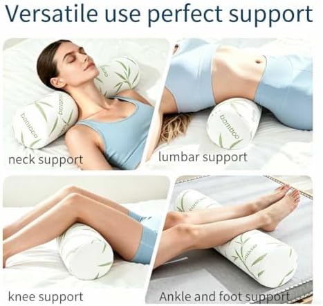 Cervical Neck Roll Pillow – Memory Foam Bolster Pillow for Neck & Back Support, Ergonomic Cylinder Pillow with Washable Cover for Side Sleepers, Lumbar, Knee & Leg Support - Image 7