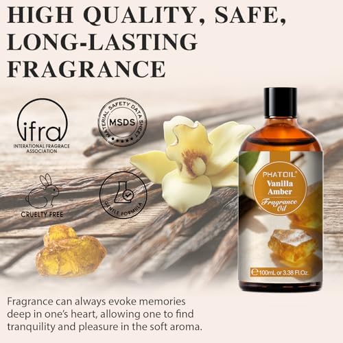 PHATOIL Vanilla Amber Fragrance Oil for Diffuser Aromatherapy 3.38FL.OZ - Image 2