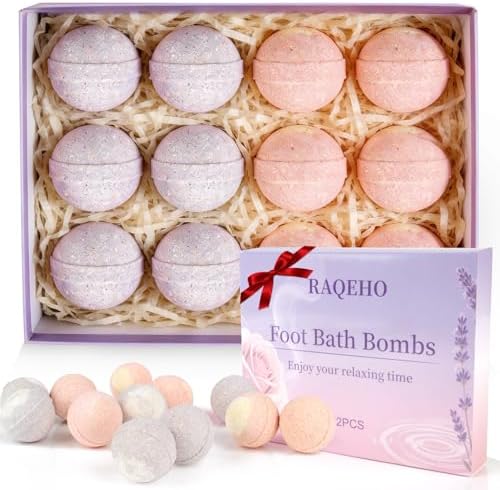 Foot Bath Bombs Gift Set - 12PCS Rose Lavender Aromatherapy Foot Soak Individually Wrapped with Sea Salt for Dry Cracked Softener Exfoliator Foot Spa Pedicure Supplies Birthday Mothers day Gift by Unknown