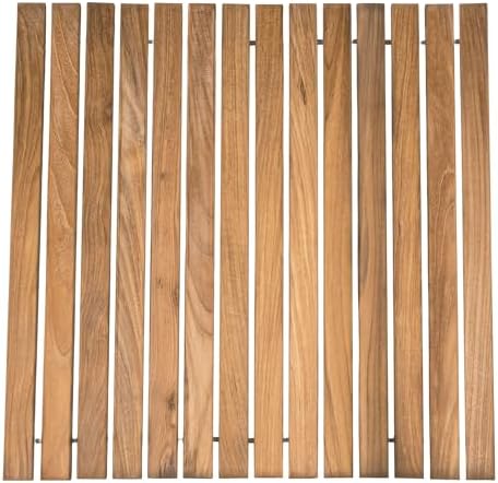Nordic Teak 100% Solid Teak Wood String Mat - Indoor and Outdoor Use - Non-Slip Wooden Platform for Sauna, Pool, Hot Tub Flooring Decor and Protector (Natural Finish, 19.6" x 19.6") - Image 3