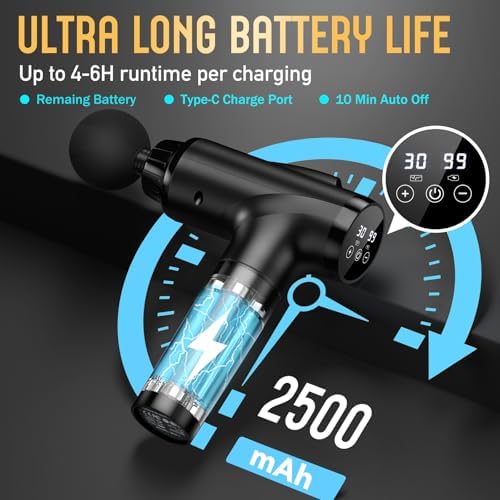 OLsky Massage Gun Deep Tissue 30 Speeds 9 Attachments Handheld (Black) - Image 3