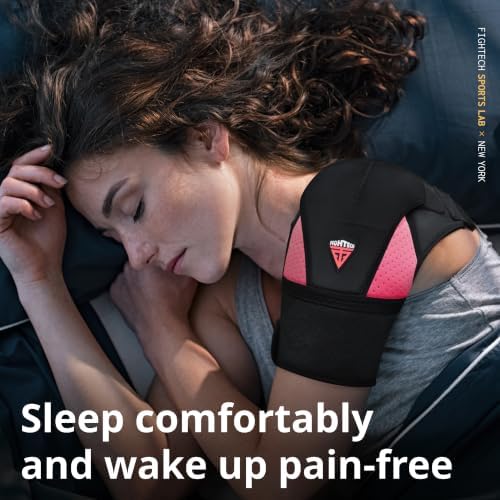 Shoulder Brace - Support & Injury Prevention Brace- Joint Pain Releaser- Shoulder Compression Wrap Strap - Adjustable Injury Accessories for Shoulders - Premium Quality Strap by FIGHTECH (Pink, L-XL) - Image 6