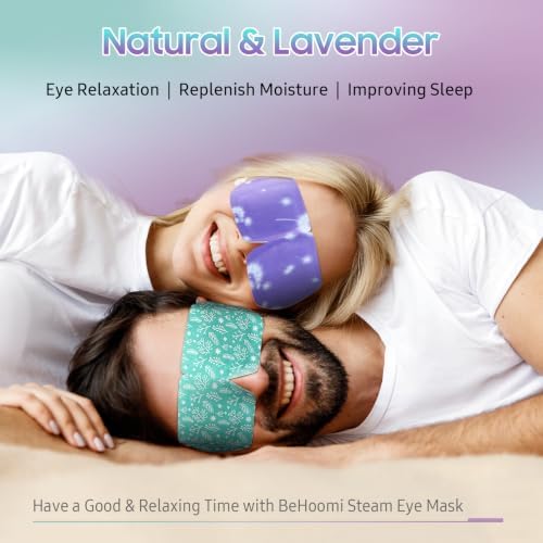 BeHoomi Steam Eye Mask, 10 Packs Heated Eye Mask, Self Heating Disposable Warm Compress for Eyes Sleep Mask, Travel Essentials & Relaxation Gifts (Unscented+Lavender) - Image 2