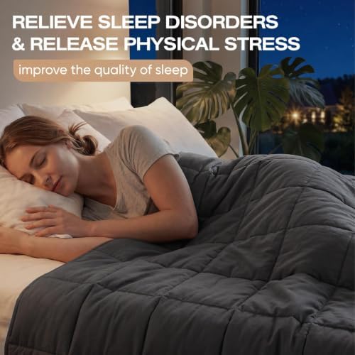 RJOP Cooling Weighted Blanket for Adults (15lbs, 60"x80") Heavy Blanket with Premium Glass, Queen Size Perfect for 190-210 lbs, Soft Breathable, Dark Grey - Image 2