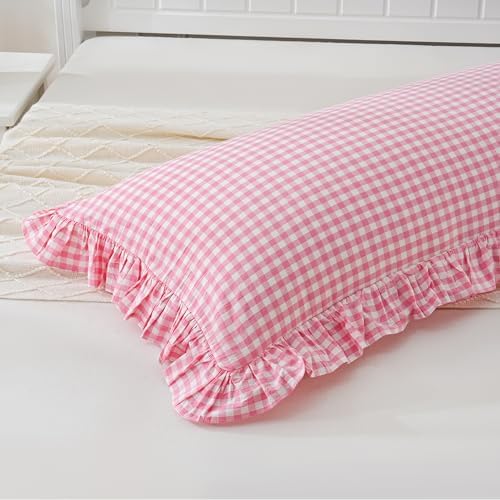 Pink/White Gingham Body Pillow Sham 20x54 inches - Image 5
