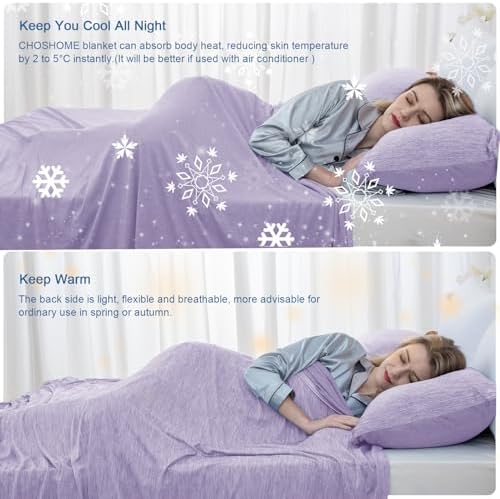 CHOSHOME Cooling Blanket for Hot Sleepers Lightweight Summer Cold Thin Blankets for Sleeping, Hot Flashes Night Sweats, Soft Blanket for Bed, Queen Size, Purple - Image 4