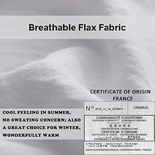 Simple&Opulence 100% French Flax Linen Duvet Cover Set with Embroidery Washed - 3 Pieces (1 Duvet Cover with 2 Pillow Shams) with Button Closure Soft Breathable Farmhouse - White, King Size - Image 4