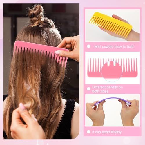 Epakh 12 Hair Brush Comb Set Wet Detangling Mini for Travel, Vivid Color - Image 7