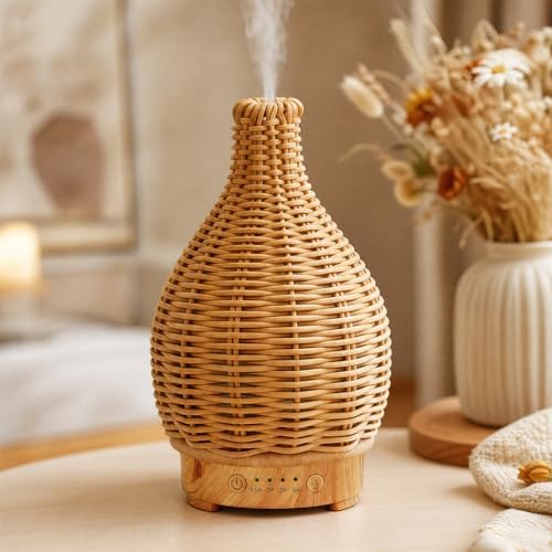 Essential Oil Diffuser Diffuser -Aromatherapy Diffuser for Essential Oils with Timer and 7 Colors LED Light Ultrasonic Diffuser with Auto Shut-Off, Home Office Decor&Gift（Handwoven） by EQUSUPRO