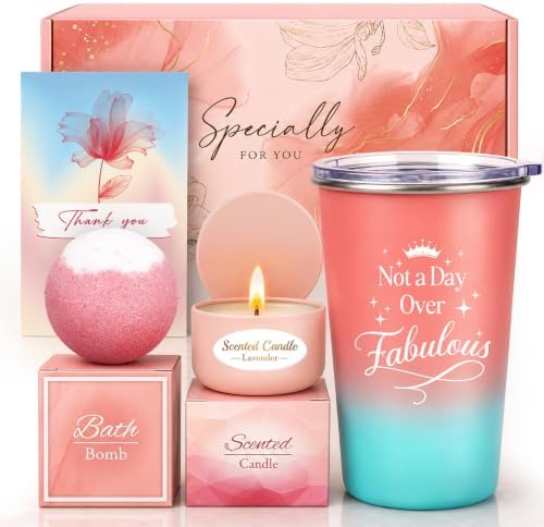 Christmas Birthday Gifts Set for Women Pink Self Care Spa Gift Basket Set by Linkax