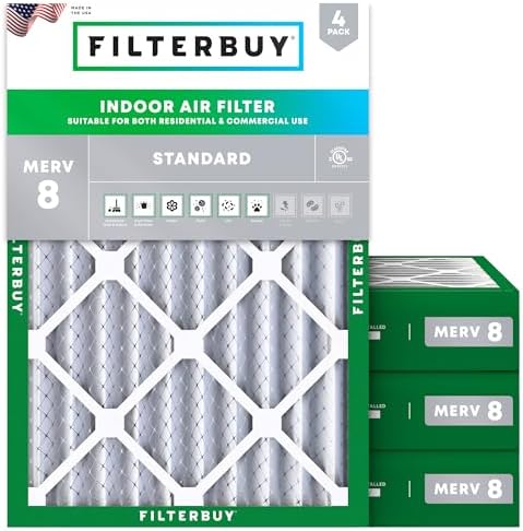 Filterbuy 18x20x4 Air Filter MERV 8 Dust & Allergy Defense (4-Pack) by Filterbuy