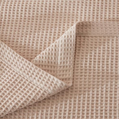 100% Cotton Taupe Blanket King Size for Bed - Breathable and Soft, Waffle Weave for Summer Spring, 102x90 Inches - Image 4