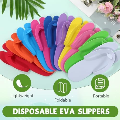 JaGely 100 Pair Disposable Pedicure Slippers Bulk Multicolor Flip Flop for Pedicure Anti Slip EVA Foam Spa Slipper Sandal Disposable Shoe Kit for Women Nail Bath Salon Party Supplies - Image 3