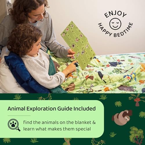Aricove Kids Weighted Blanket, 5 lb, 36x48 inches, Small Size, Soft Cotton, Machine Washable, Green/Jungle Animals - Image 5