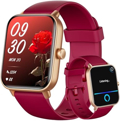 Gydom Smart Watch for Women Android & iPhone, Alexa Built-in, 1.8" Smartwatch with Heart Rate/SpO2/Sleep Monitor, IP68 Waterproof Activity Fitness Tracker, 101+ Sports Mode, Red by GydomUSOfficial