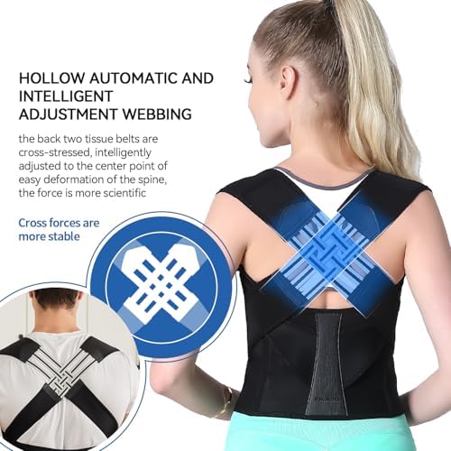 VOKOKOYA Posture Corrector for Women and Men,Adjustable Shoulder Straightener,Back Support Brace,Upper Spine scoliosis, hunchback Black Large - Image 3