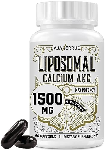 Liposomal Calcium AKG Supplement 1500 MG (Alpha-Ketoglutaric Acid), High Absorption, More Effective Than AAKG, Ca AKG for Longevity, Age Defense, Cellular Energy, Metabolic Function, 60 Softgels by AJAXERRUE