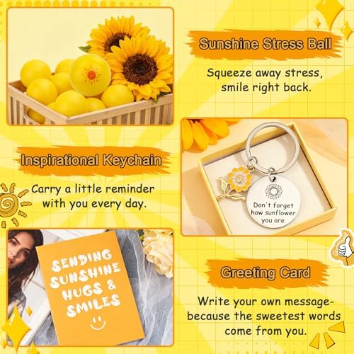 Yellow Gift Basket, Sunshine Box, Sunflowers Thank You Gifts for Teen Girls - Image 6