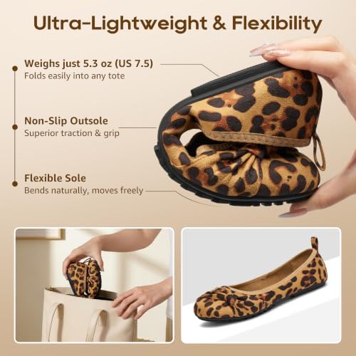 Ecetana Comfortable Ballet Flats for Women: Lightweight Cushioned Foldable Slip-On Work Shoes with Memory Foam - All Day Walking Comfort - Dressy Flats for Office Business - Image 5