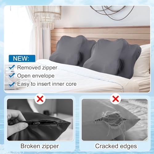 Hahafelt Cooling Cervical Pillowcase Cover with Envelope Closure (Only Pillow Case) Ergonomic Neck Pillowcase Smooth Soft Cool Pillow Cover for Side Back Stomach Sleepers(Dark Gray,Queen Size) - Image 4