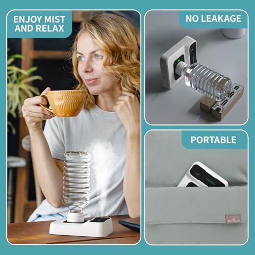 Travel Humidifier, Portable Small Humidifier for Plants, Bedroom, Office, Hotel or Car, Battery Operated Mini Cool Mist Humidifiers, Quiet 23dB, Auto-off, Night Light & BPA-Free, White - Image 4