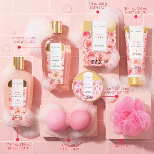 spa luxetique Gift Set For Women, Bath Sets for Women Gift, 8 Pcs Rose Spa Basket Includes Bubble Bath, Shower Gel, Body Lotion, Mom Birthday Gifts, Mother‘s Day Gifts for Her - Image 2