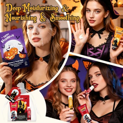 30 Pack Halloween Face Mask, Lip Balm & Hand Cream, Halloween Party Favors - Image 4