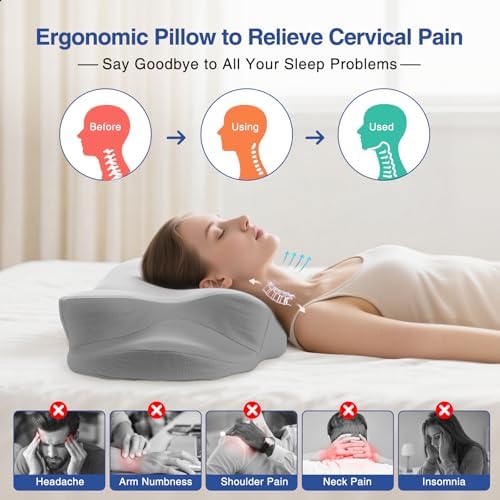 Cervical Neck Pillow for Sleeping, Orthopedic Memory Foam Pillow - Image 4