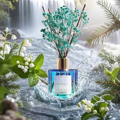 COCORRÍNA Reed Diffuser - Niagara Falls 6.7 Fl.oz Reed Diffuser Set with 8 Sticks & Preserved Baby's Breath, Reed Diffuser for Home Bathroom Shelf Decor - Image 4