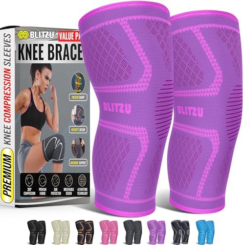 Knee Brace Men & Women, Knee Compression Sleeve Support Wrap Tendonitis L by BLITZU