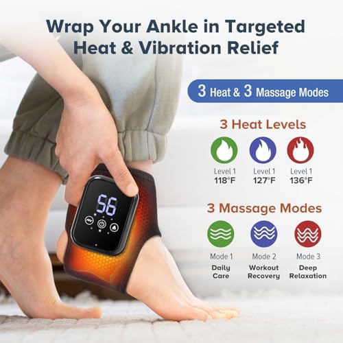 Cordless Foot and Ankle Massager with Heat, Heated Ankle Massager Wrap, Foot Massager for Tired Foot Comfort - Image 2