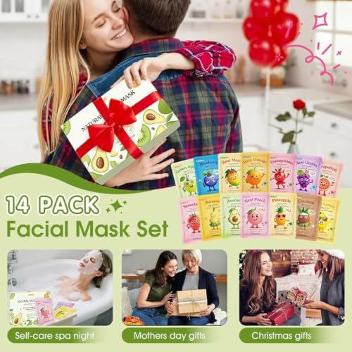 KONEUK 56 Pack Fruit Collagen Face Masks Skincare for Teens Girls - Image 6