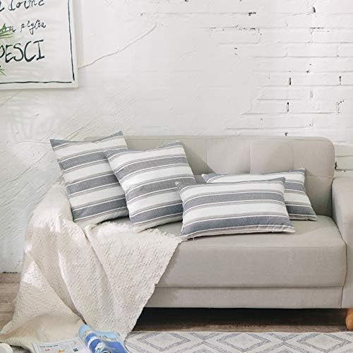 Stripe Pillow Case Soft Faux Linen Square Decorative Throw Cushion Cover Pillowcase with Hidden Zipper for Sofa Bed Couch Living Room 14" x 14 " - Image 6