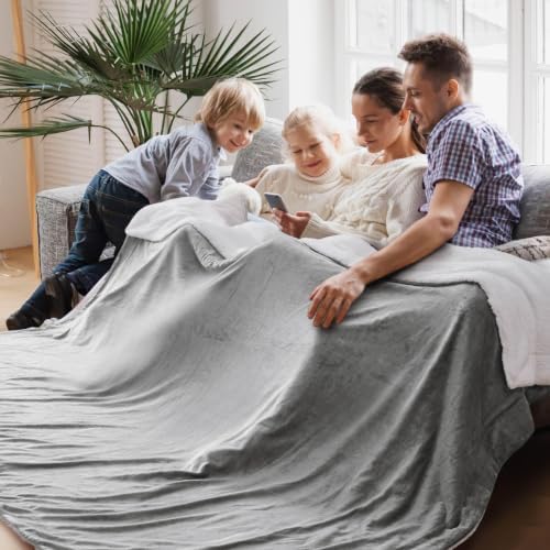 Bedsure GentleSoft Sherpa Fleece Cal King Blankets for Bed, Non-Heated, Thick and Warm Oversized Throw for Women and Men, Soft Fuzzy Plush Large Blanket for Winter, Light Grey, 112x98 Inches by BEDSURE