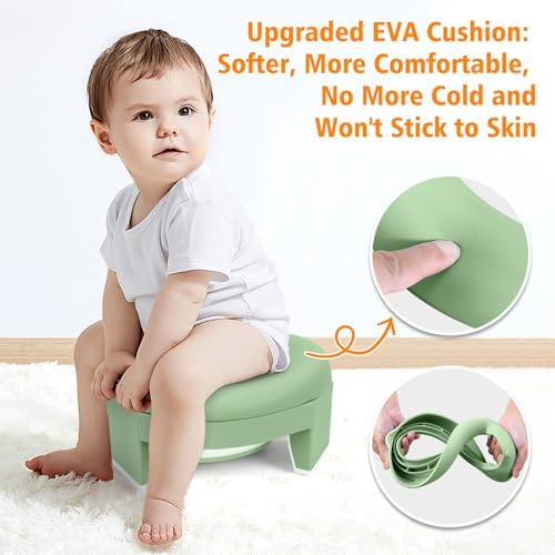 MCGMITT Portable Potty for Kids Travel - Foldable Training Toilet Chair for Toddler Girls with Storage Bags, Potty Training Toilet for Outdoor and Indoor Easy to Clean(Green) - Image 4
