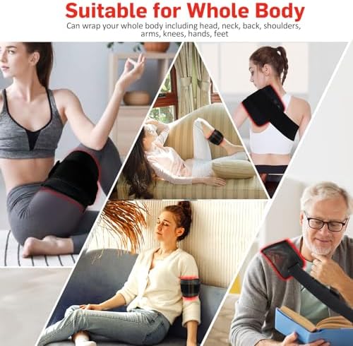 Red Light Therapy for Body, 660nm 850nm Infrared Light Therapy Pad, Wearable Wrap with Timer Remote Control for Back Shoulder Waist Knee, Infrared Light Device Home Use, 12.4'' x 5.7'' Large Area - Image 6