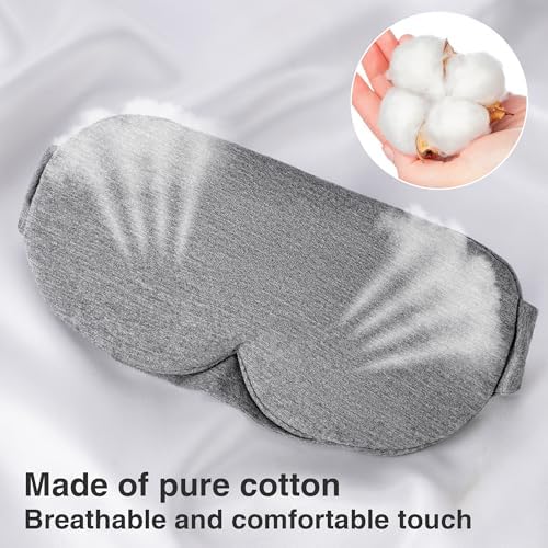 FRESHME Cotton Sleep Eye Mask - Travel Eye Mask for Sleeping Airplane Blackout Eye Covers for Long Flight Essentials Accessories, Comfortable Sleep Night Masks for Men Women Side Sleeper - Image 4