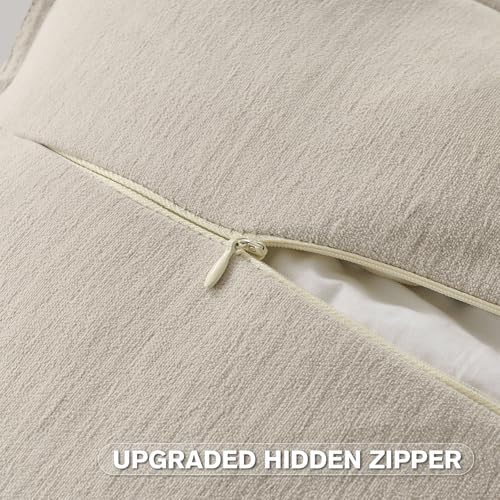 FUTEI Pack of 2 Chenille Throw Pillow Covers 12x20 Inch, Beige - Image 3