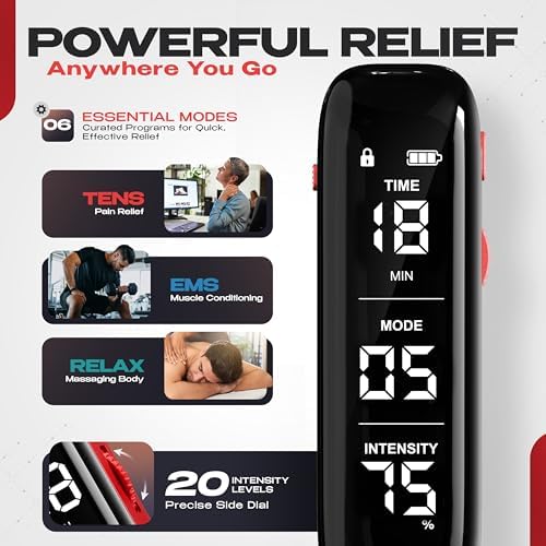 NEOCARBON TENS Unit Muscle Stimulator Slim for Pain Relief, Red - Image 3