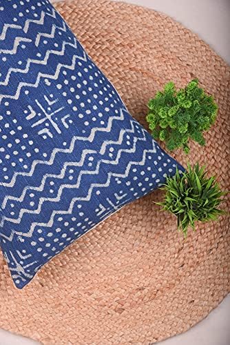 Trade Star Blue Indigo Mudcloth Pillow Cover Handwoven 100% Cotton Throw Body Pillow Case Long Pillow Cover for Farmhouse Spring Pillow Cover Modern Luxurious Beautiful (Indigo ALMA 14X36 INCHES) - Image 2