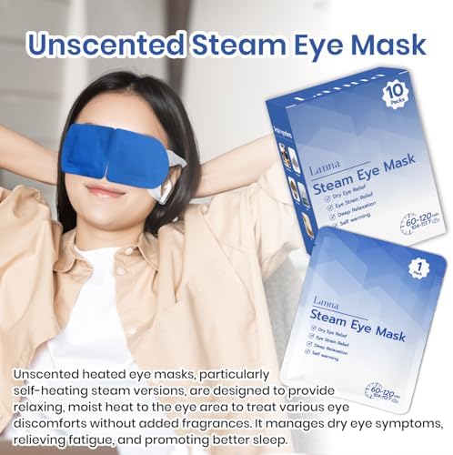 LANNA Heated Steam Eye Mask, Disposable 120 Minutes, Blue Unscented, 10 Pcs - Image 3