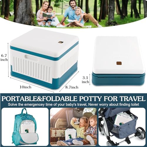 Fabulas Portable Potty for Toddler Travel, Foldable Travel Potty Training Toilet Seat for Kids Boys Girls, Emergency Mobile Toilet In Car for Camping Outdoor Indoor, with 30 Disposable Bags, Blue - Image 3